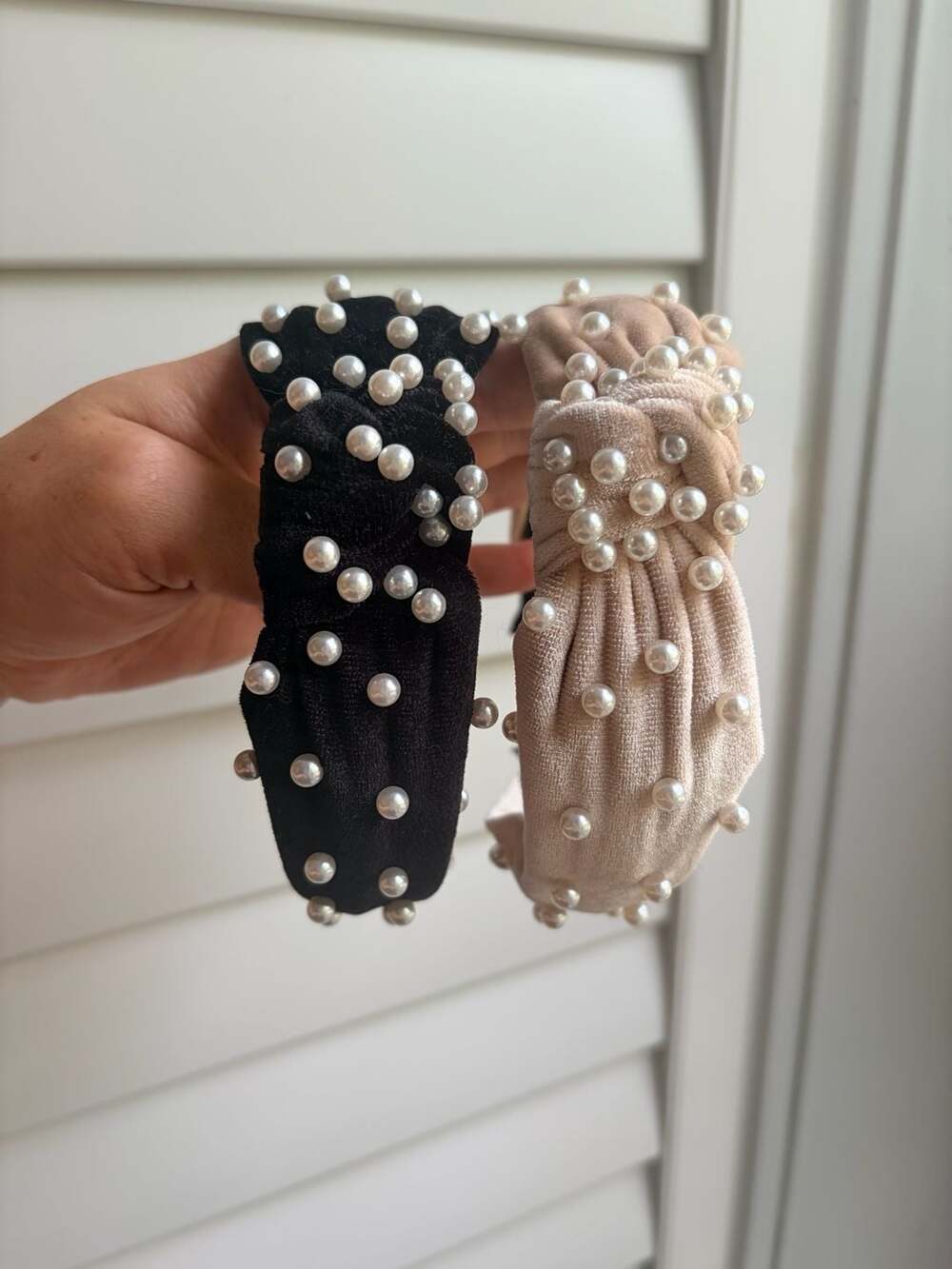 Set Wide Velvet Pearl Embellished Knotted Headbands Old Money Holiday